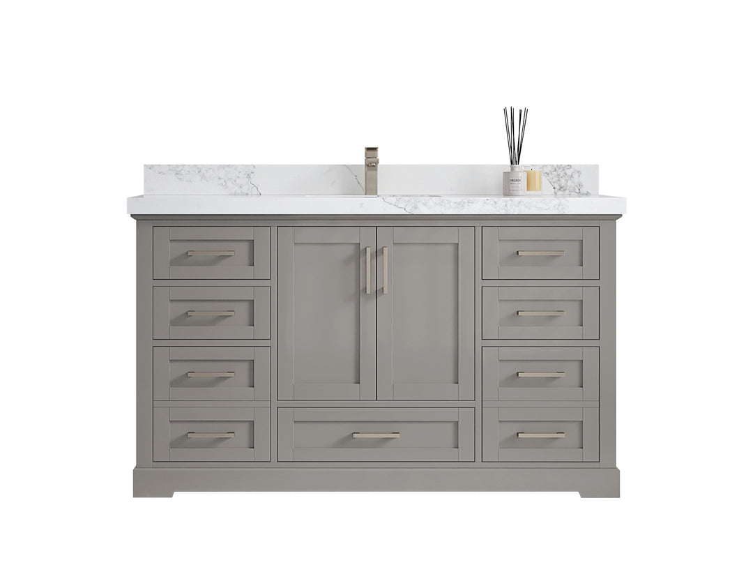 Boston 60 in. W x 22 in. D Single Sink Bathroom Vanity in Elephant Skin Gray with Countertop - Clear View