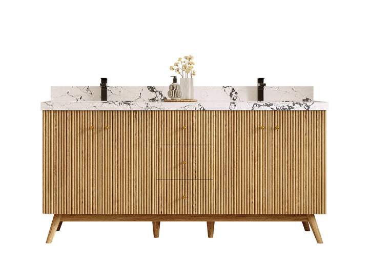 Pasadena White Oak 72 in. W x 22 in. D Double Sink Bathroom Vanity - photo 1
