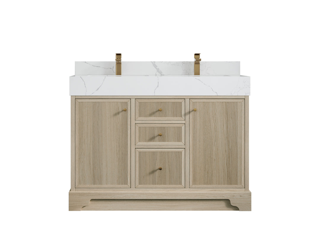 Manhattan White Oak 48 in. W x 22 in. D Double Sink Bathroom Vanity
