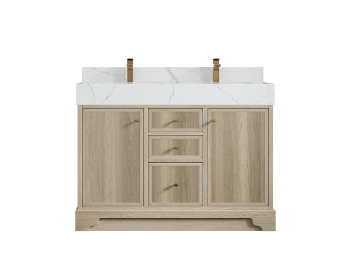 Manhattan White Oak 48 in. W x 22 in. D Double Sink Bathroom Vanity - photo 4