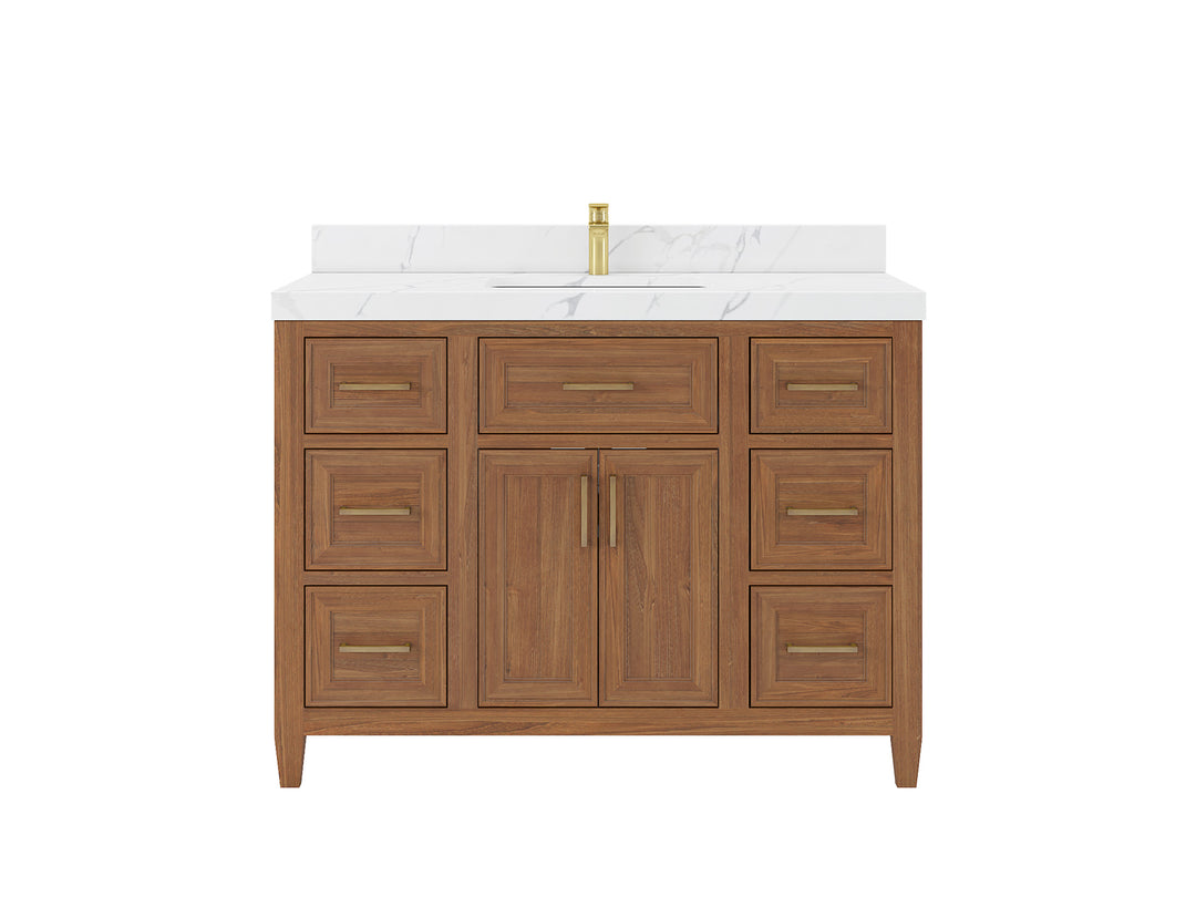 Santa Monica Teak Wood 48 in. W x 22 in. D Single Sink Bathroom Vanity