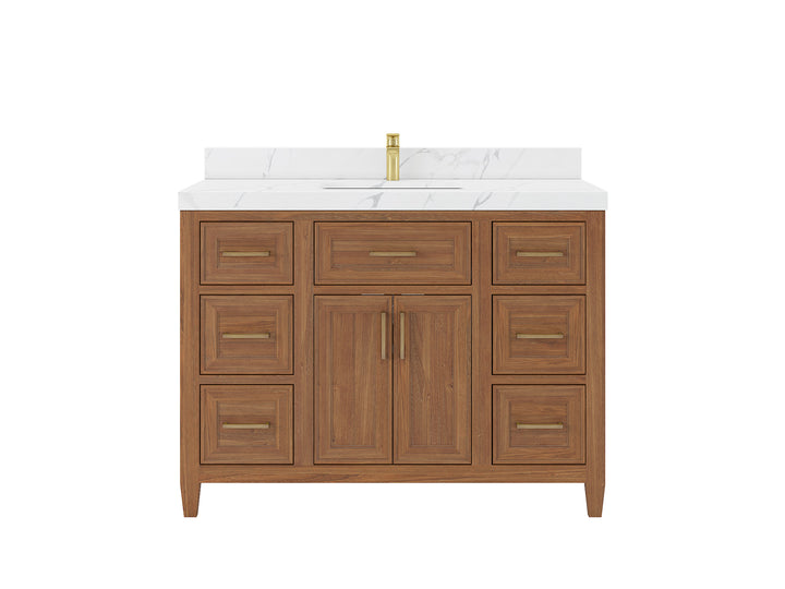 Santa Monica Teak Wood 48 in. W x 22 in. D Single Sink Bathroom Vanity - photo 1