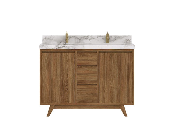 Madison Teak Wood 48 in. W x 22 in. D Double Sink Bathroom Vanity - photo 1