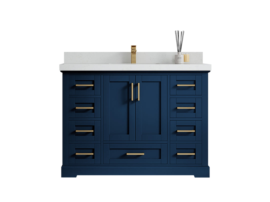 Boston 48 in. W x 22 in. D Single Sink Bathroom Vanity in Navy Blue with Countertop - Clear View