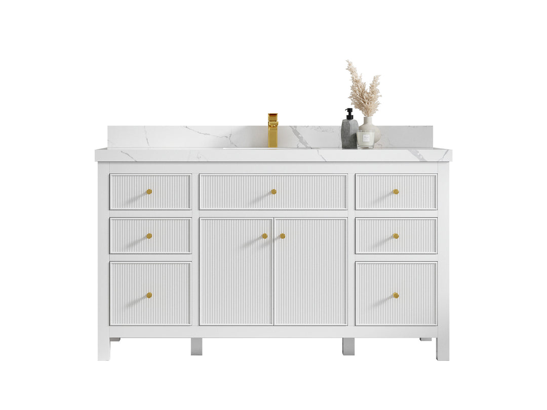 Sonoma 60 in W x 22 in D Free Standing Reeded Single Sink Bathroom Vanity