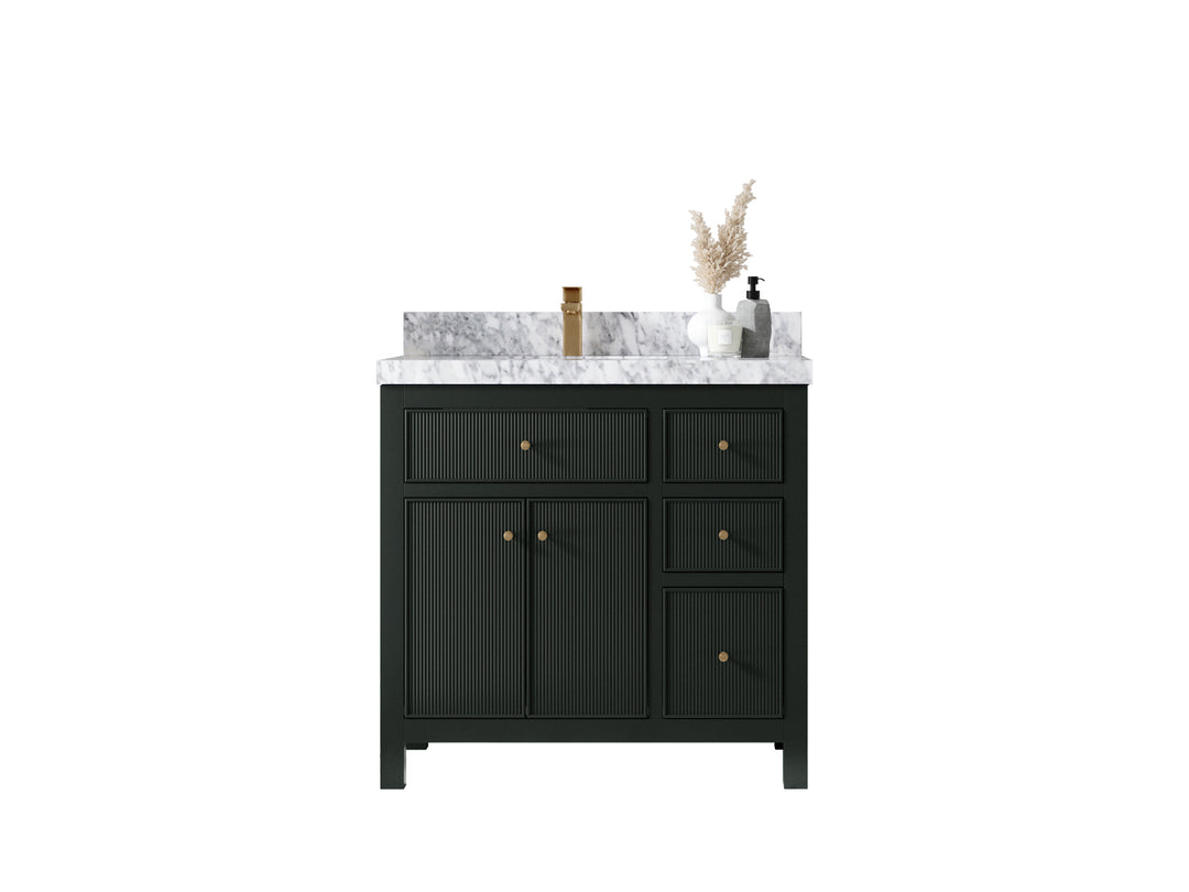 Sonoma 36 in. W x 22 in. D Left Offset Sink Bathroom Vanity in Dark Forest Green with countertop
