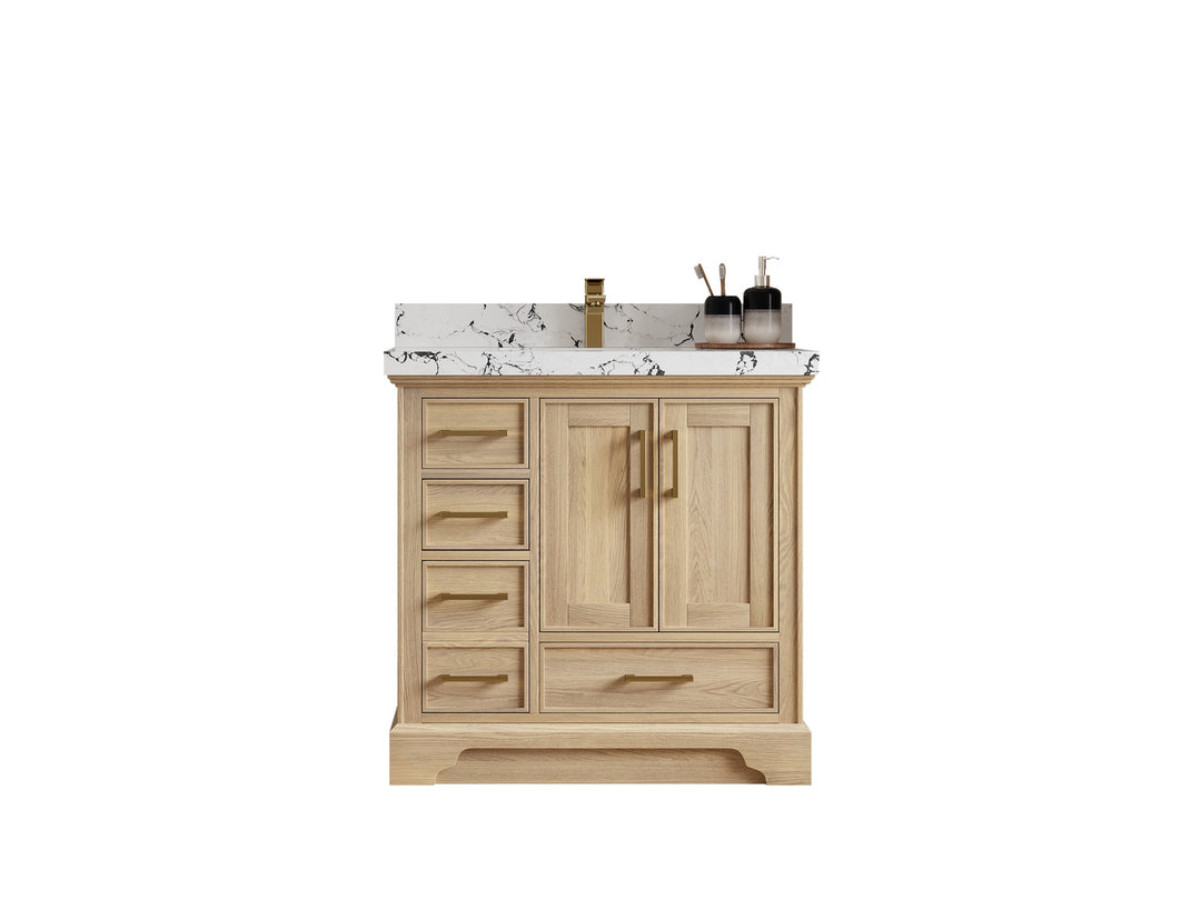 Charlotte White Oak 36" W x 22" D Center Sink Vanity for Sophisticated Bathrooms