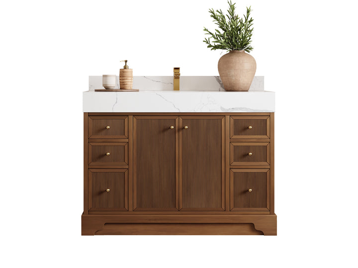 Manhattan Teak Wood 48 in. W x 22 in. D Single Sink Bathroom Vanity - photo 1