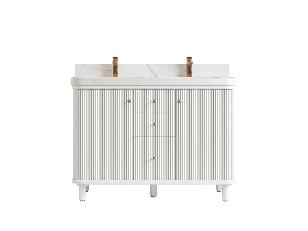 Miami 48 in. W x 22 in. D Double Sink Bathroom Vanity in White with Countertop - Clear View