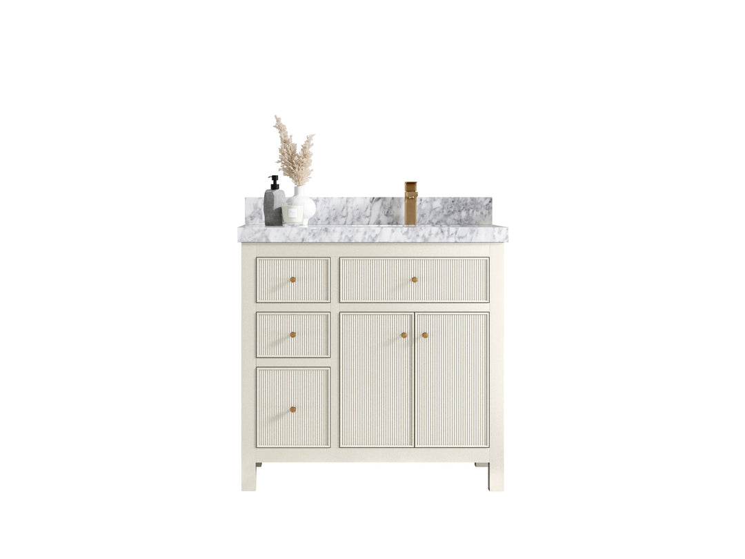 Sonoma 36 in. W x 22 in. D Right Offset Sink Bathroom Vanity in Alabaster with countertop