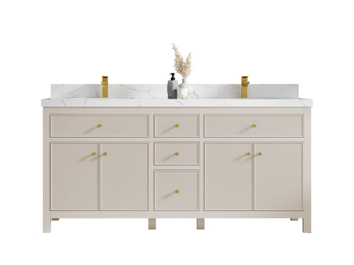 Sonoma 72 in W x 22 in D Free Standing Reeded Double Sink Bathroom Vanity - photo 1