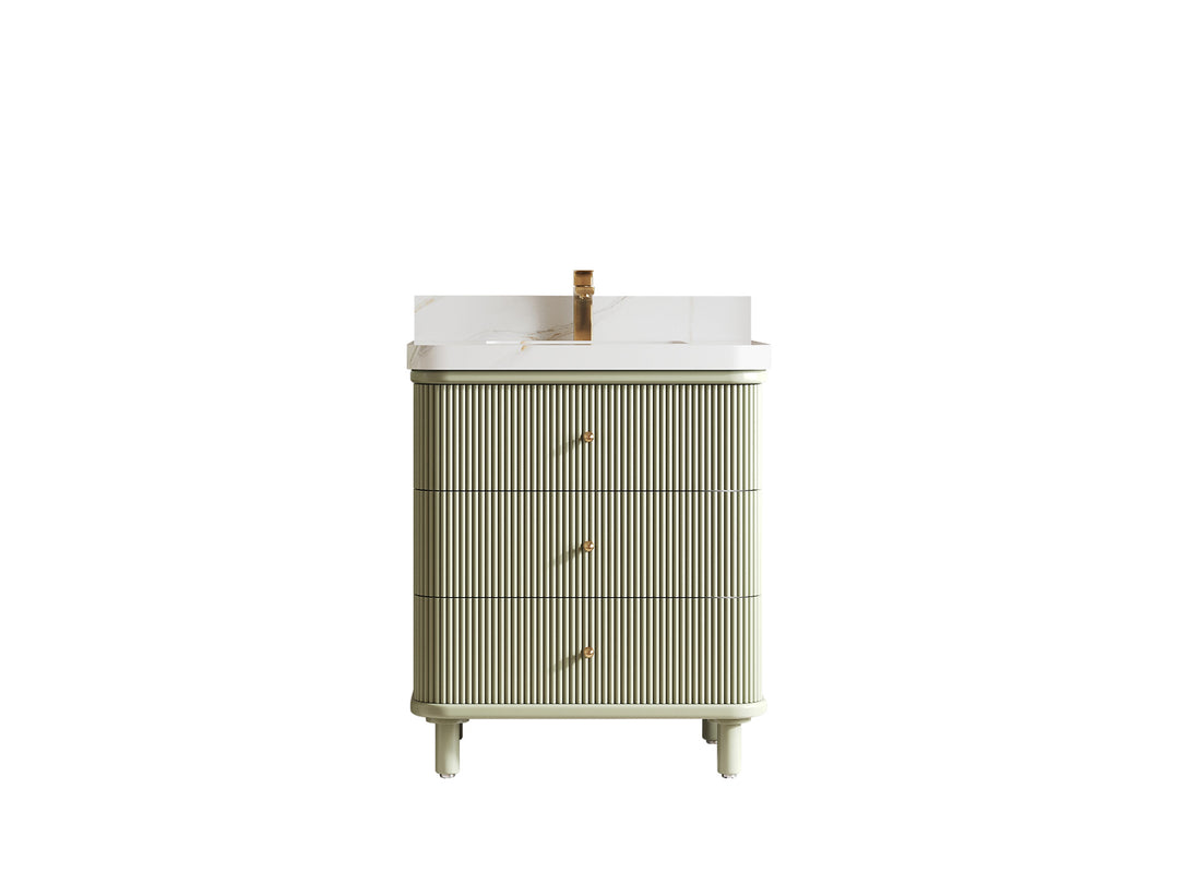 Miami 30 in. W x 22 in. D Single Sink Bathroom Vanity in Evergreen with Countertop - Clear View