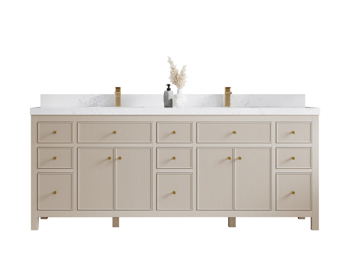 Sonoma 84 in W x 22 in D Free Standing Reeded Double Sink Bathroom Vanity - photo 1