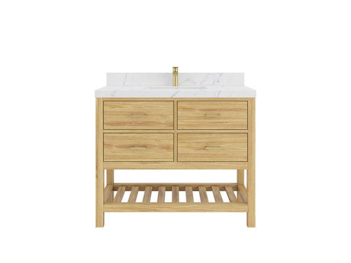 Parker Teak Wood 42 in. W x 22 in. D Single Sink Bathroom Vanity - photo 1