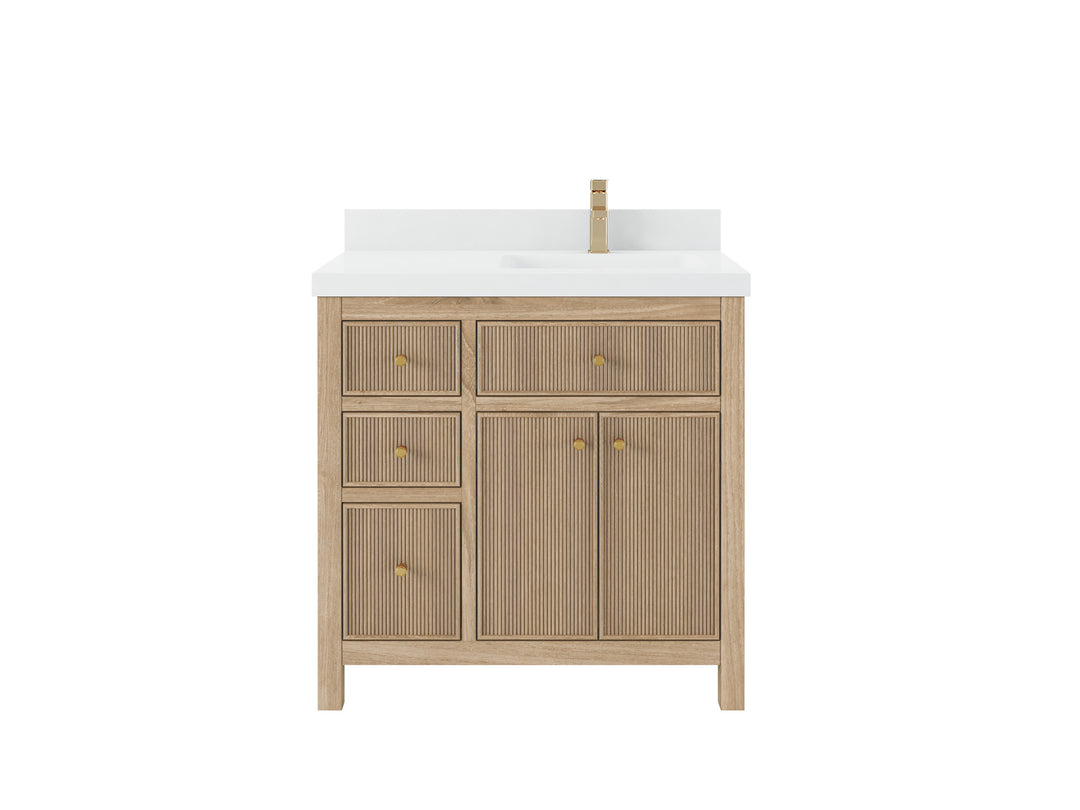 Sonoma Teak Wood 36 in. W x 22 in. D Right Offset Sink Bathroom Vanity