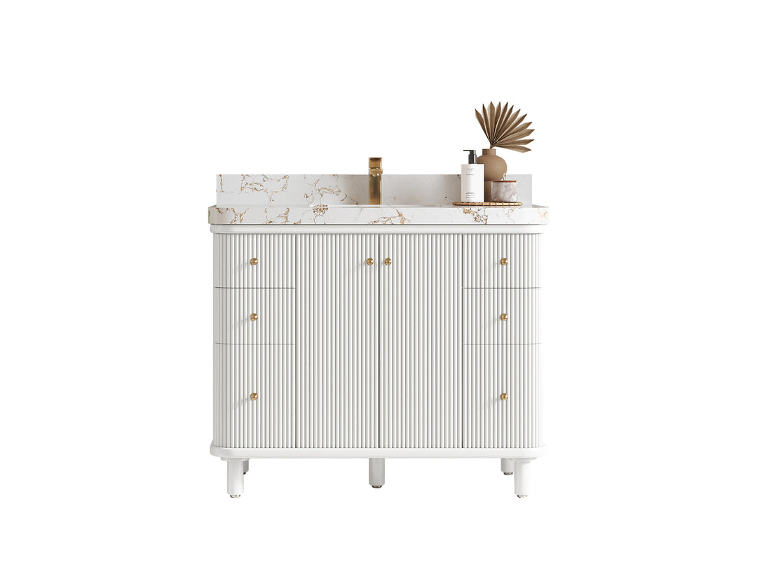 Miami 42 in. W x 22 in. D Single Sink Bathroom Vanity in White with Countertop - Clear View