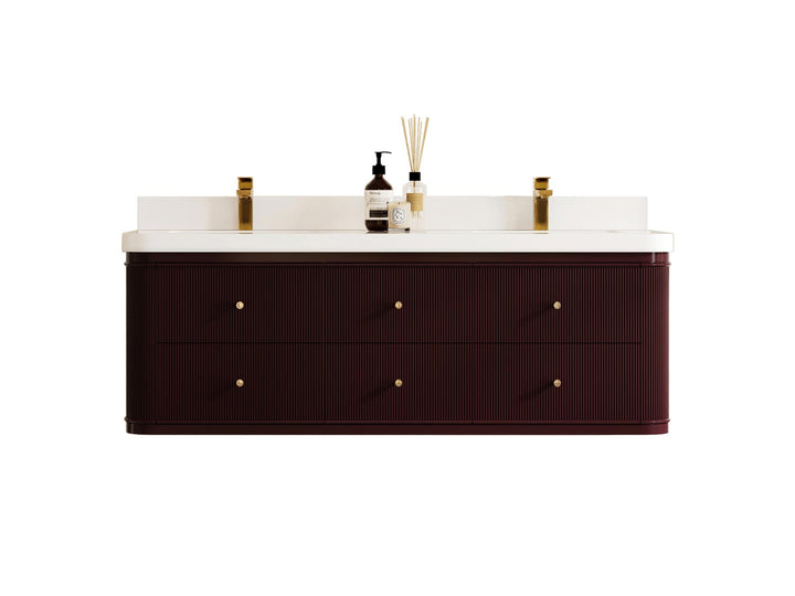 Hampton Floating 60 in. W x 22 in. D Double Sink Bathroom Vanity - photo 1