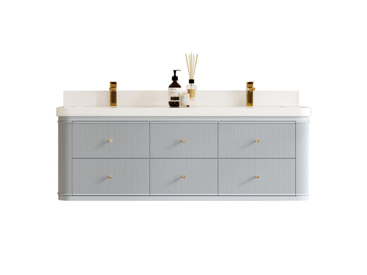 Hampton Floating 60 in. W x 22 in. D Double Sink Bathroom Vanity - photo 1