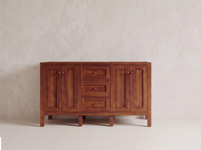 Nashville Teak Wood 60 in. W x 22 in. D Double Sink Bathroom Vanity