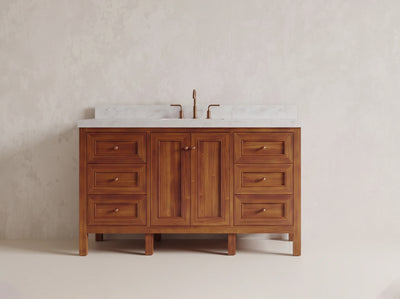 Nashville Teak Wood 60 in. W x 22 in. D Single Sink Bathroom Vanity