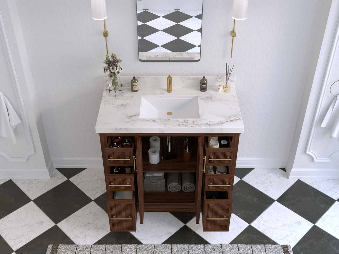 Alys Teak Wood 42 in. W x 22 in. D Single Sink Bathroom Vanity