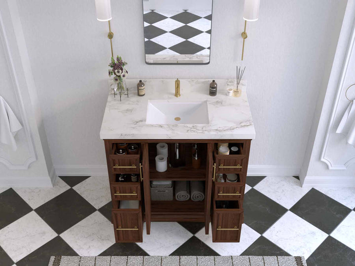 Alys Teak Wood 42 in. W x 22 in. D Single Sink Bathroom Vanity - photo 4
