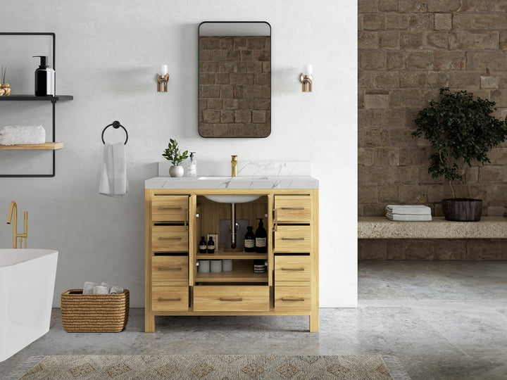 Malibu Teak Wood 42 in. W x 22 in. D Single Sink Bathroom Vanity - photo 6