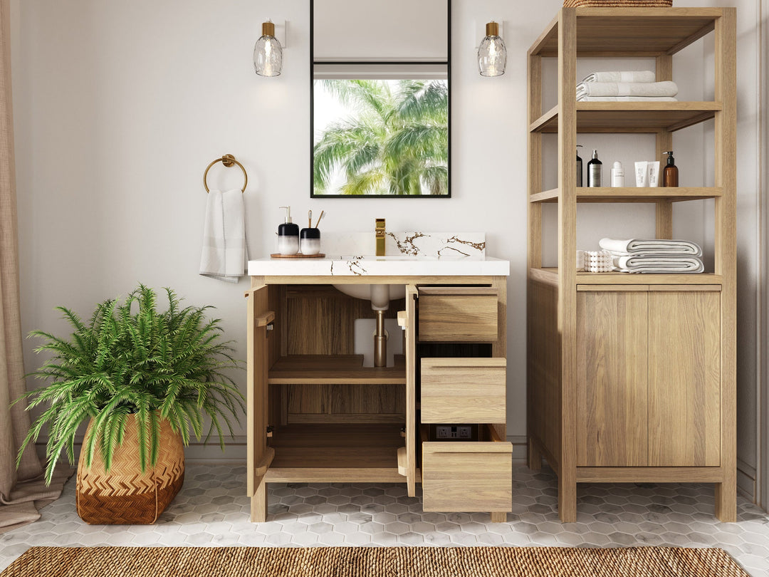 Elizabeth White Oak 36 in. W x 22 in. D Center Sink Bathroom Vanity