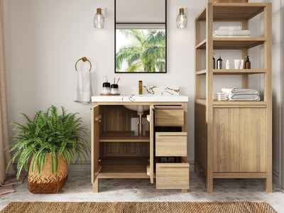 Elizabeth White Oak 36 in. W x 22 in. D Center Sink Bathroom Vanity