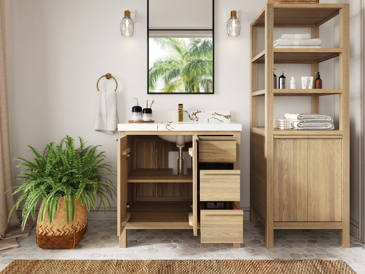 Elizabeth White Oak 36 in. W x 22 in. D Center Sink Bathroom Vanity - photo 4
