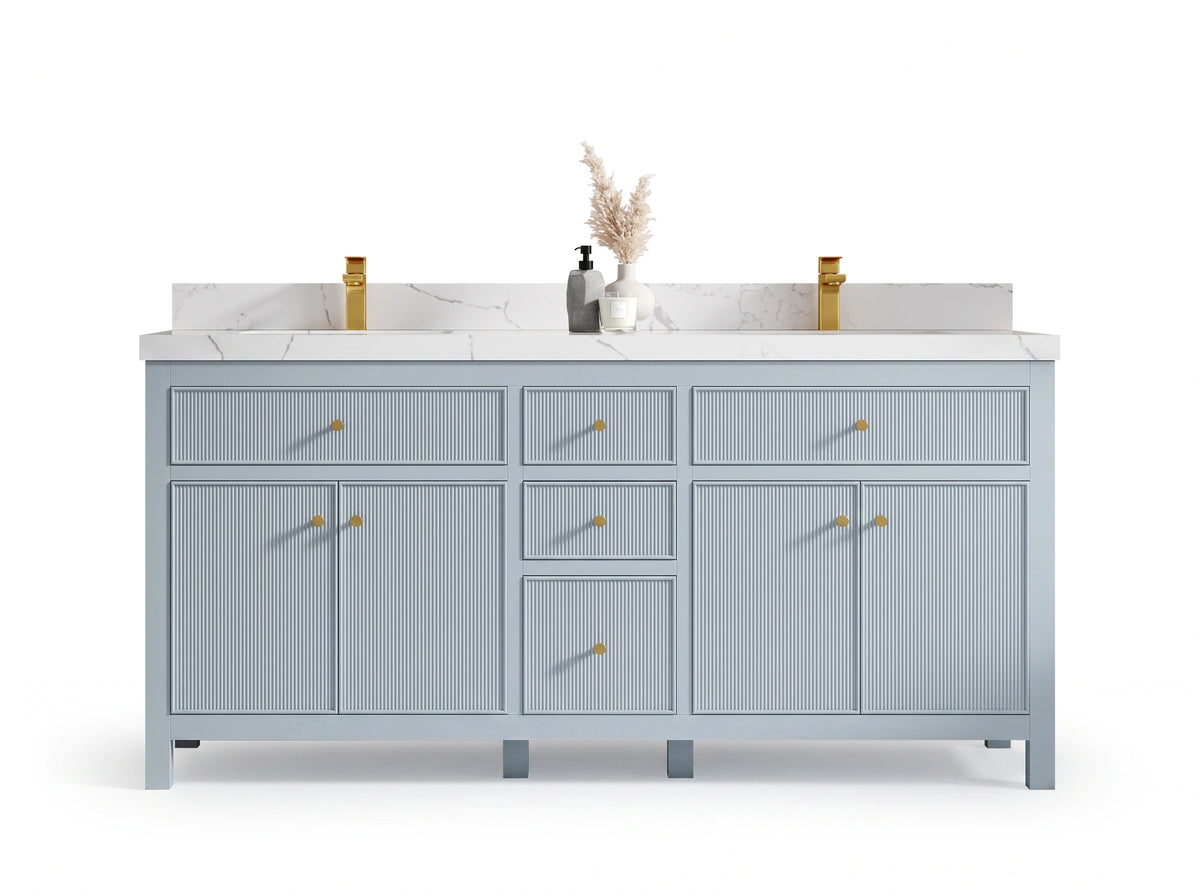 Sonoma 72 in W x 22 in D Free Standing Reeded Double Sink Bathroom Vanity