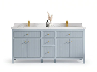 Sonoma 72 in W x 22 in D Free Standing Reeded Double Sink Bathroom Vanity