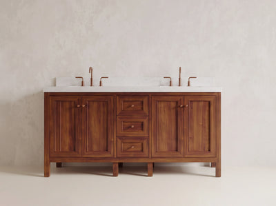 Nashville Teak Wood 72 in. W x 22 in. D Double Sink Bathroom Vanity