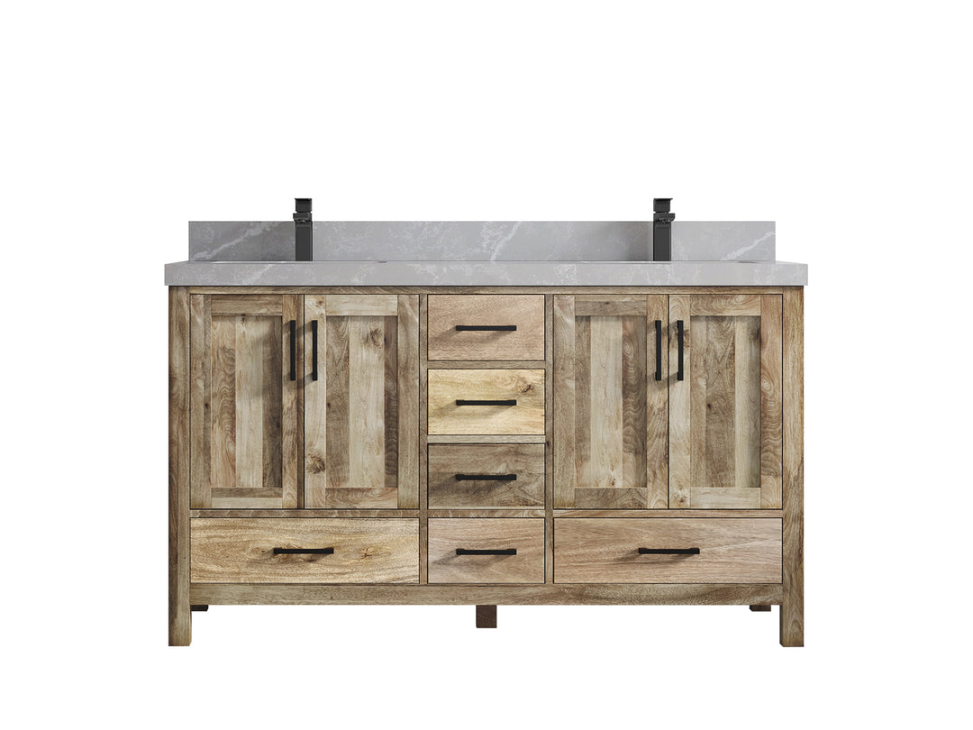 Malibu Mango Wood 60 in. W x 22 in. D Double Sink Bathroom Vanity