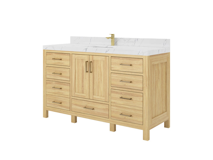 Malibu Teak Wood 60 in. W x 22 in. D Single Sink Bathroom Vanity - photo 2