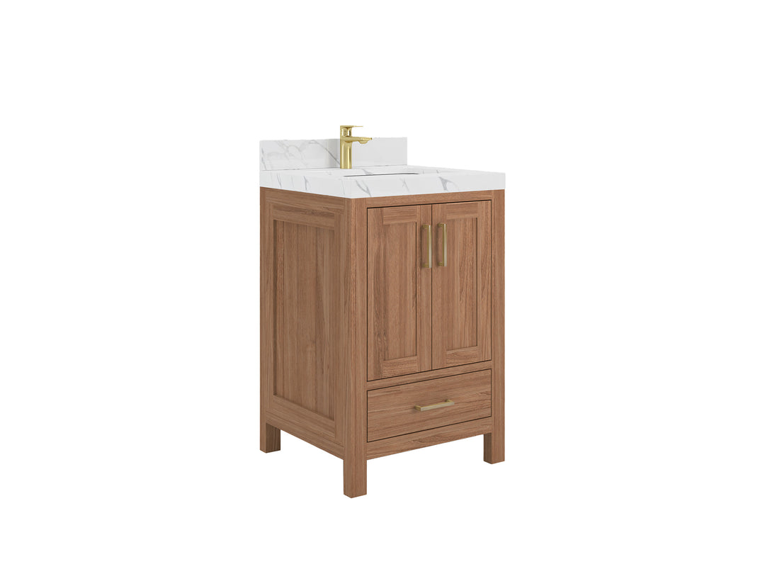 Malibu Teak Wood 24 in. W x 22 in. D Single Sink Bathroom Vanity