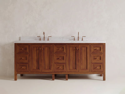 Nashville Teak Wood 84 in. W x 22 in. D Double Sink Bathroom Vanity