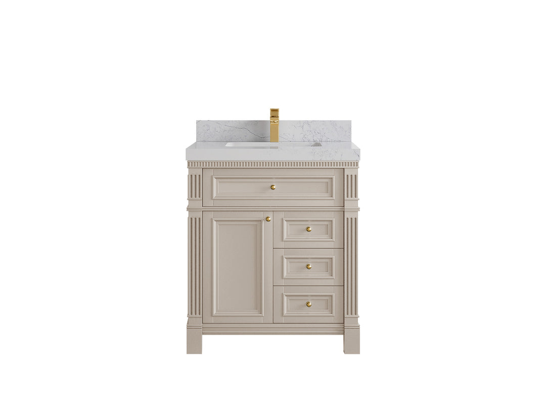 Paris 30 in. W x 22 in. D Single Sink Bathroom Vanity in Fine Grain  with Countertop - Clear View 