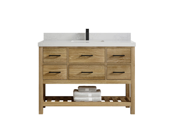 Parker Teak Wood 48 in. W x 22 in. D Single Sink Bathroom Vanity - photo 1