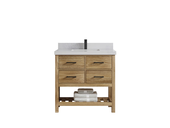 Parker Teak Wood 36 in. W x 22 in. D Center Sink Bathroom Vanity - photo 1