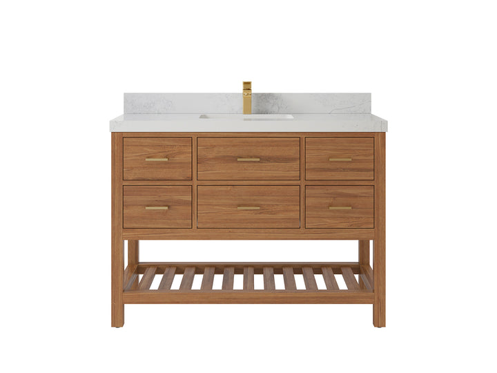 Parker Teak Wood 48 in. W x 22 in. D Single Sink Bathroom Vanity - photo 1