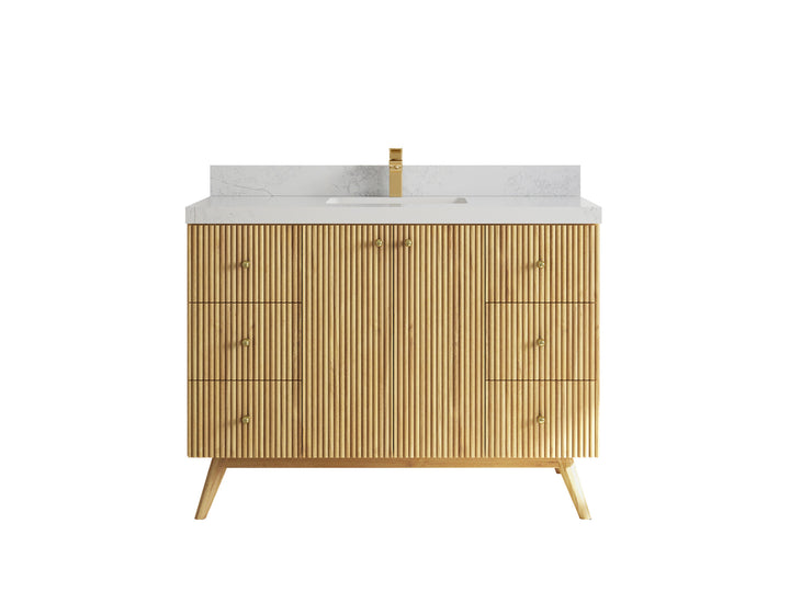 Pasadena Teak Wood 48 in. W x 22 in. D Single Sink Bathroom Vanity - photo 1
