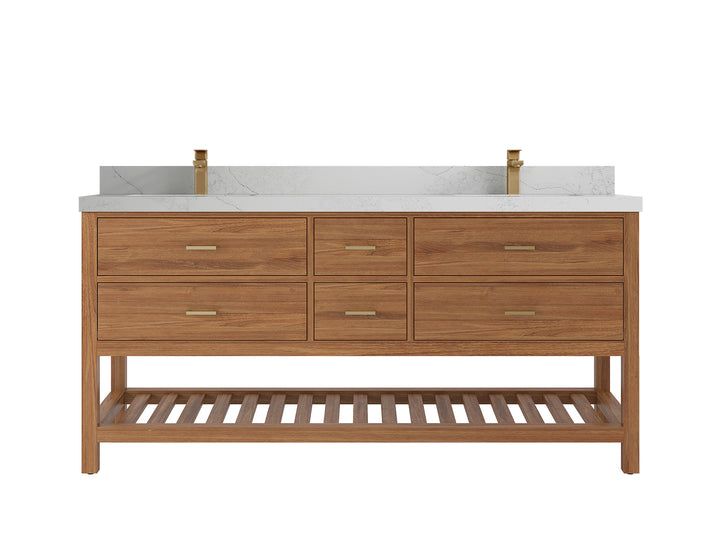 Parker Teak Wood 72 in. W x 22 in. D Double Sink Bathroom Vanity - photo 1