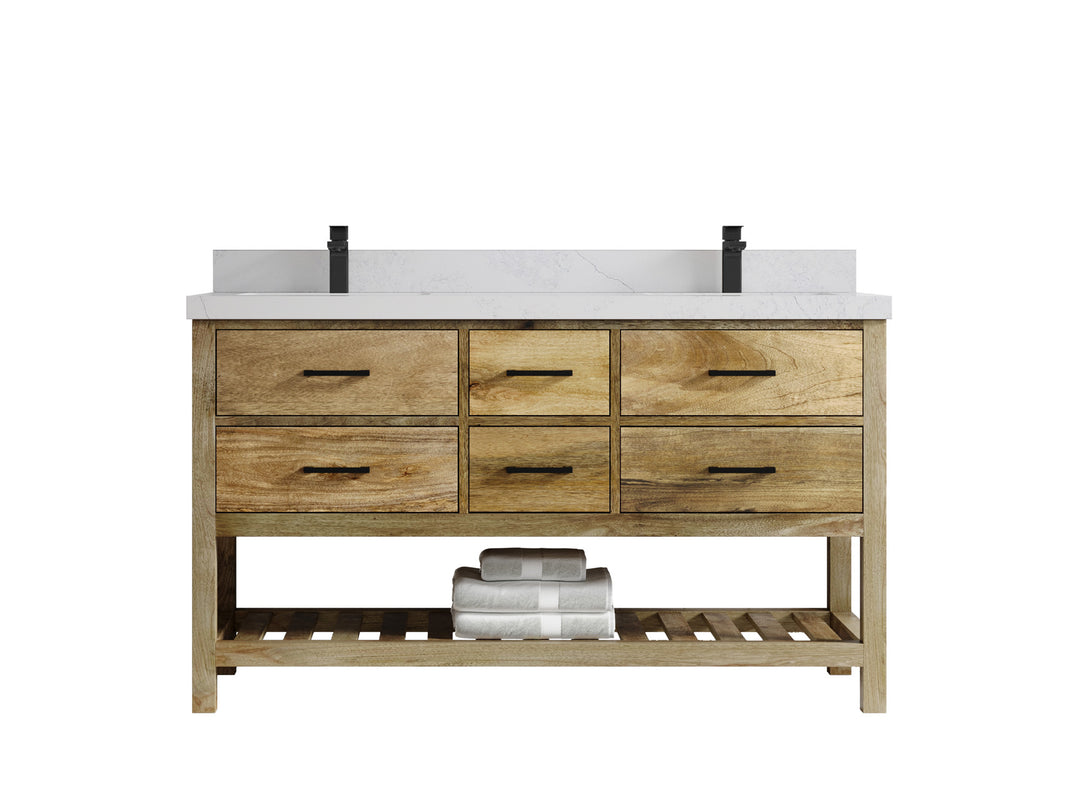 Parker Mango Wood 60 in. W x 22 in. D Double Sink Bathroom Vanity