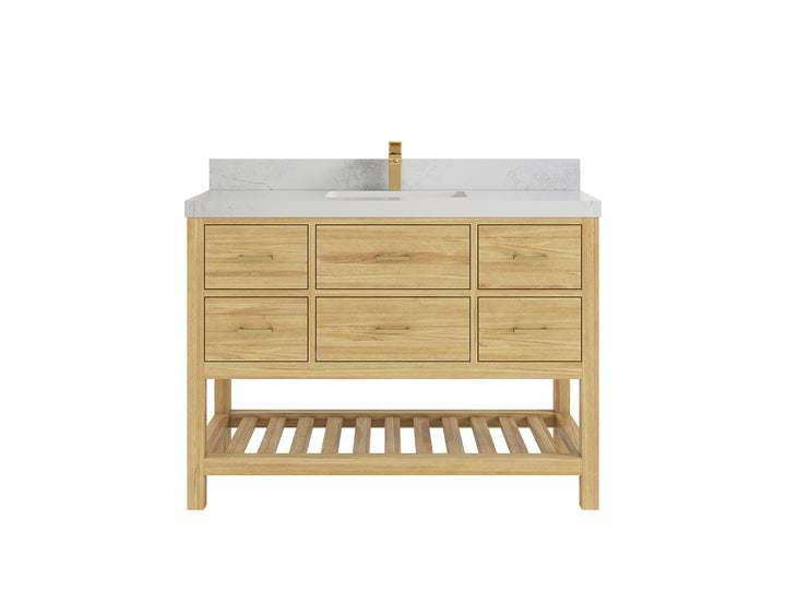 Parker Teak Wood 48 in. W x 22 in. D Single Sink Bathroom Vanity - photo 1