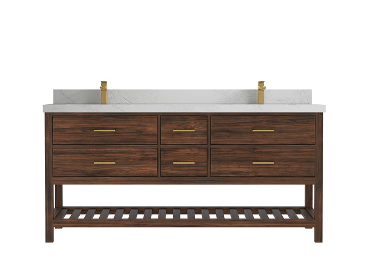 Parker Teak Wood 72 in. W x 22 in. D Double Sink Bathroom Vanity - photo 1