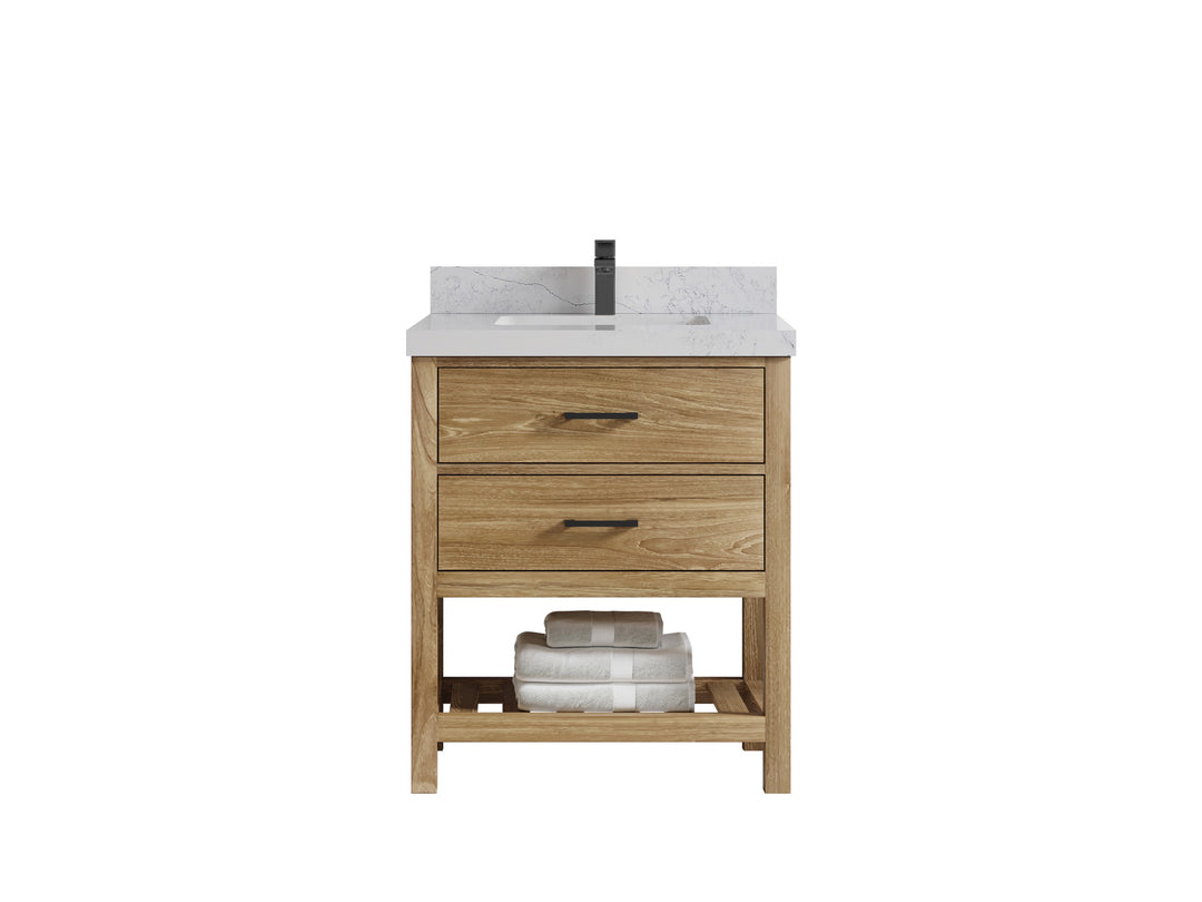 Parker Teak Wood 30 in. W x 22 in. D Single Sink Bathroom Vanity