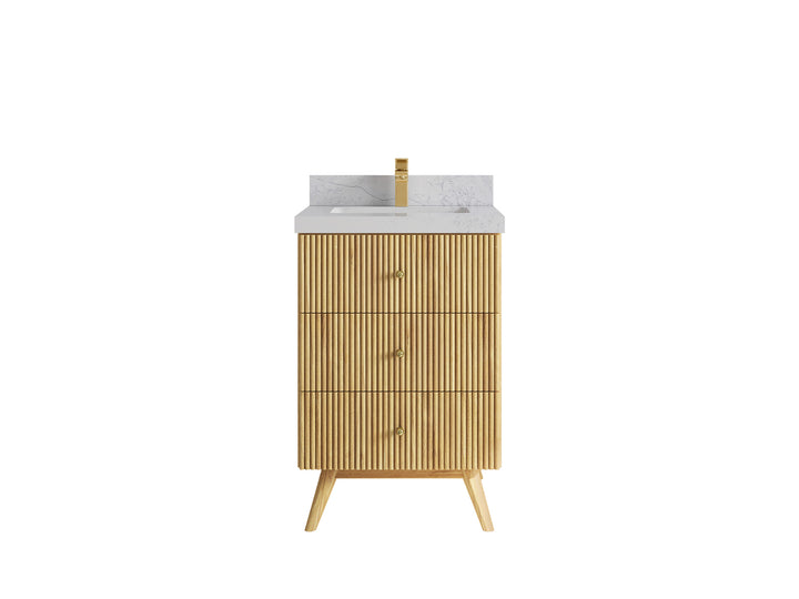 Pasadena Teak Wood 24 in. W x 22 in. D Single Sink Bathroom Vanity - photo 1