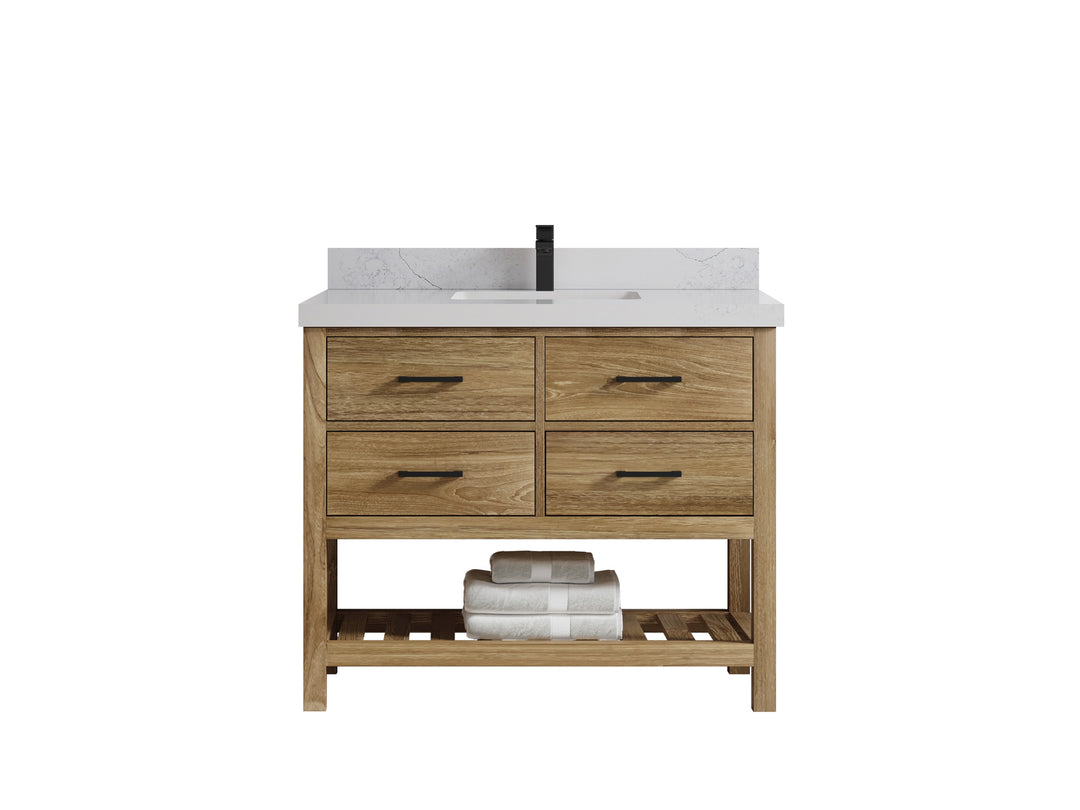 Parker Teak Wood 42 in. W x 22 in. D Single Sink Bathroom Vanity