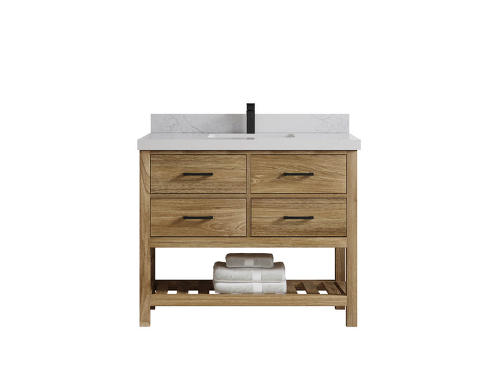 Parker Teak Wood 42 in. W x 22 in. D Single Sink Bathroom Vanity - photo 1